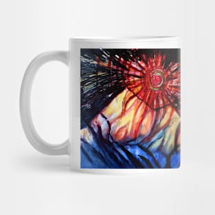 The Sun Breaking the Darkness over the Mountains Mug